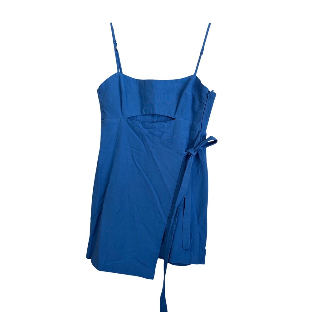 Zara NWT Blue Cutout Wrap Mini Romper Dress Sz S 8342/204/446 adjustable straps
